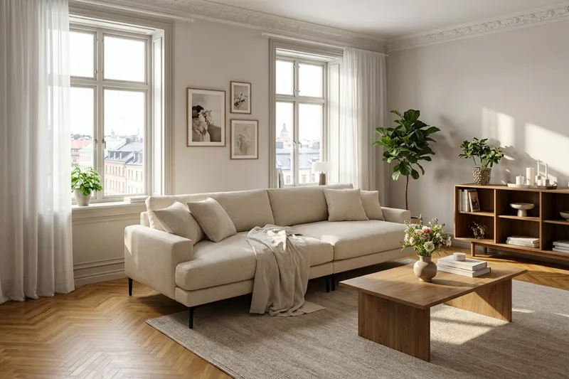 Menard Premium 5-sits Djup Soffa i Chenille - Beige - Möbler - Vardagsrum - Soffor