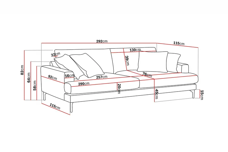 Menard Premium 5-sits Djup Soffa i Chenille - Grå/Blå - Möbler - Vardagsrum - Soffor