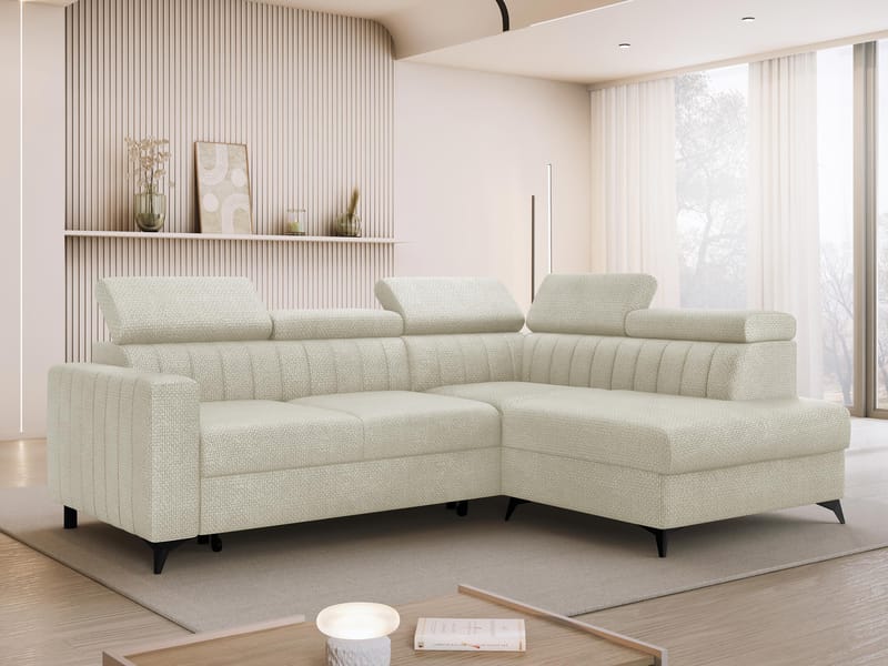 Milano 4-sits Bäddsoffa schäslong höger med förvaring - beige - Möbler - Vardagsrum - Bäddsoffor