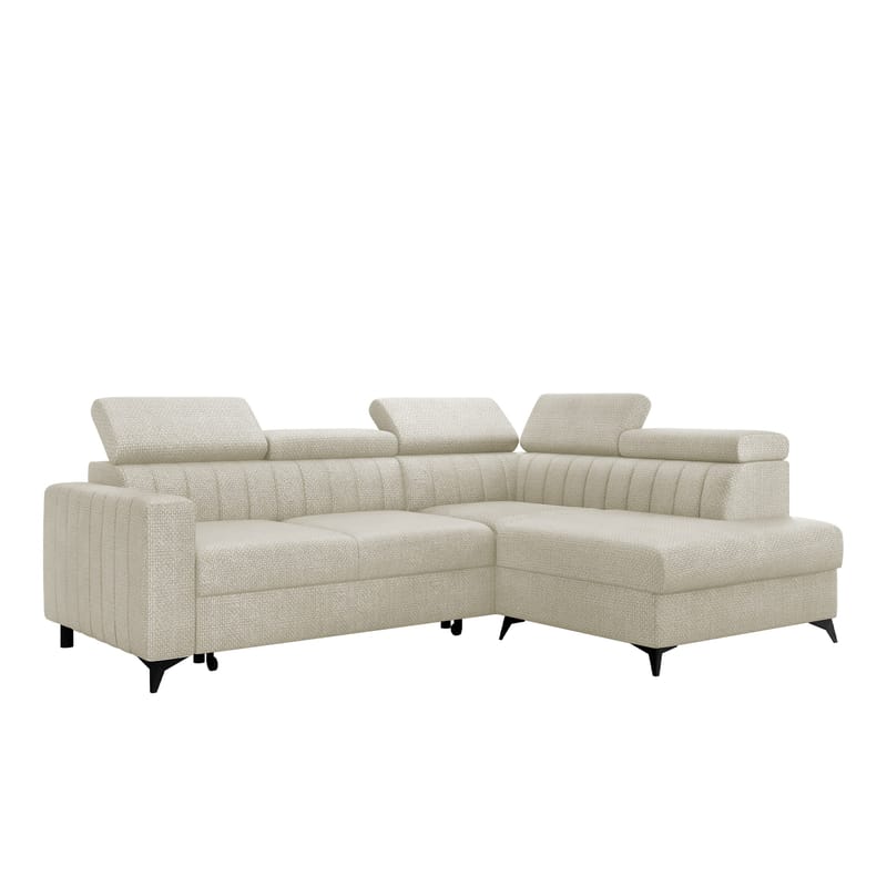 Milano 4-sits Bäddsoffa schäslong höger med förvaring, beige
