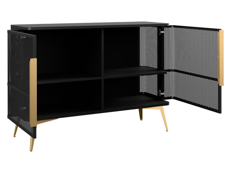 Mireva Möbelset vardagsrum - Tv-bänk, vitrinskåp och skänk - svart, guld - Möbler - Vardagsrum - Möbelset för vardagsrum