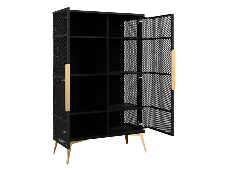 Mireva Möbelset vardagsrum - Tv-bänk, vitrinskåp och skänk - svart, guld - Möbler - Vardagsrum - Möbelset för vardagsrum