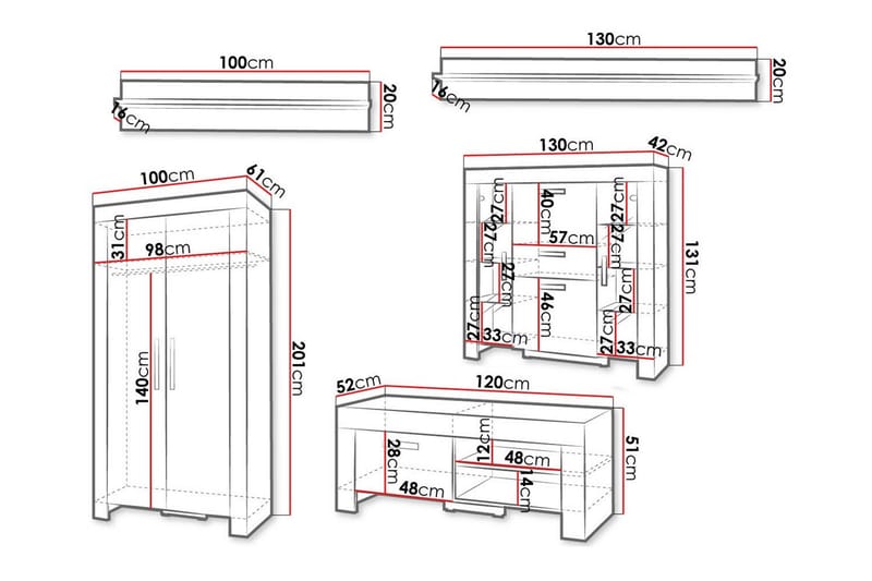 Aberfelt Möbelset För Vardagsrum - Brun - Möbler - Vardagsrum - Möbelset för vardagsrum