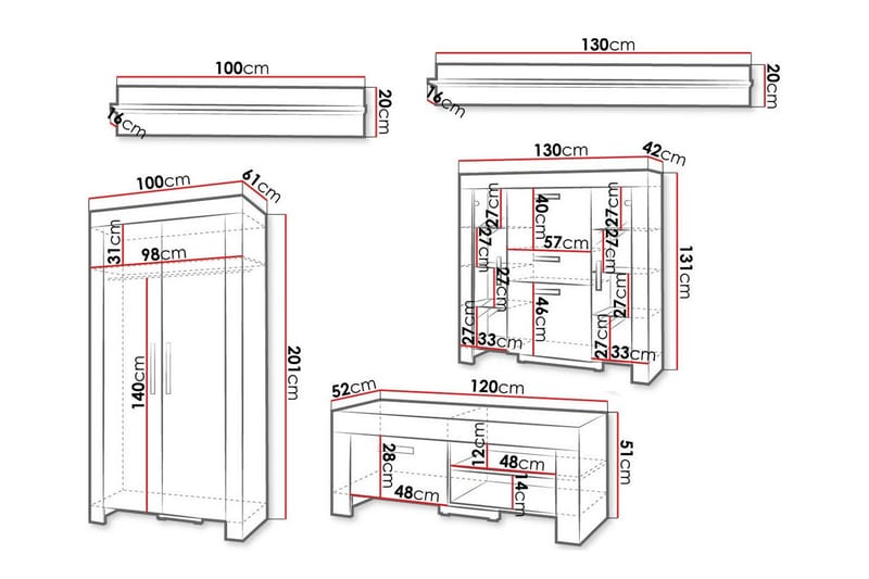 Aberfelt Möbelset För Vardagsrum - Brun - Möbler - Vardagsrum - Möbelset för vardagsrum
