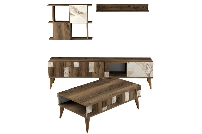 Alsacia Vardagsrumsmöbelset 180 cm - Vit/Mörkbrun - Möbler - Vardagsrum - Möbelset för vardagsrum