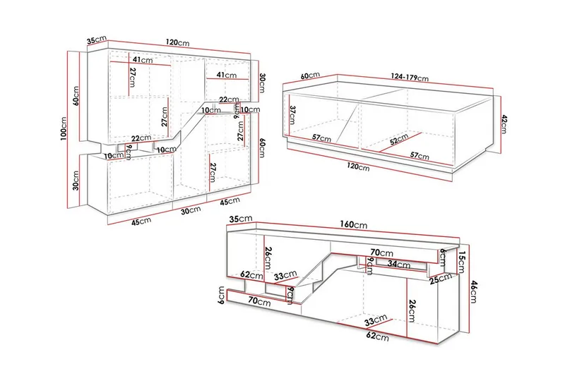 Carbost Möbelset För Vardagsrum Anthracite - Möbler - Vardagsrum - Möbelset för vardagsrum