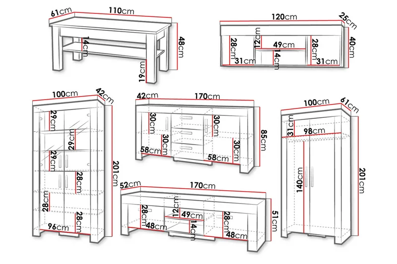 Cezar Vardagsrumsset - Beige/Brun - Möbler - Vardagsrum - Möbelset för vardagsrum