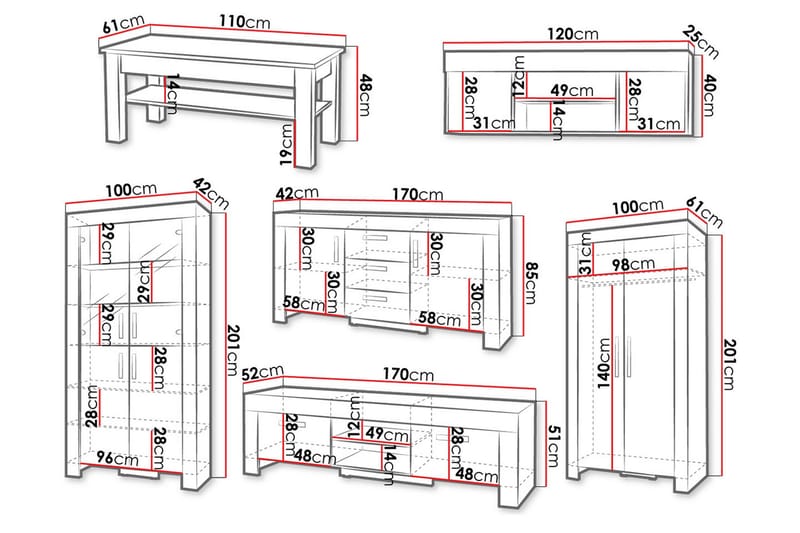 Cezar Vardagsrumsset - Beige/Brun - Möbler - Vardagsrum - Möbelset för vardagsrum