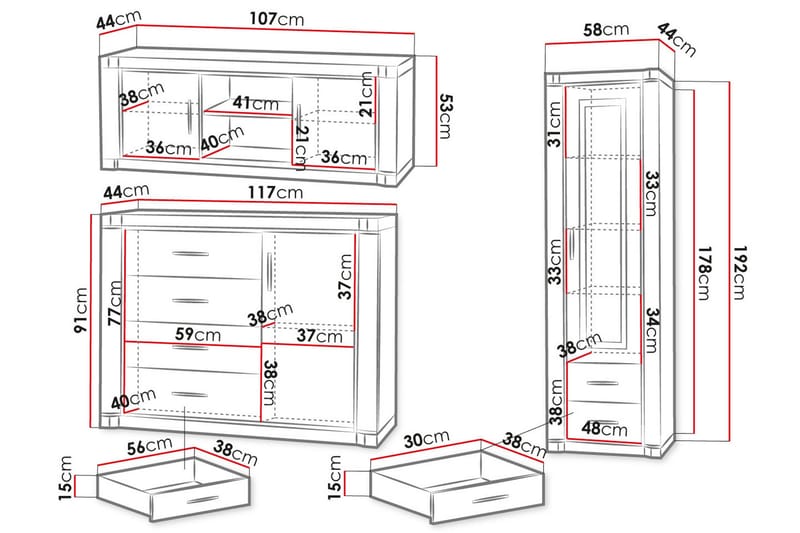 Dallas Vardagsrumsset - Ek - Möbler - Vardagsrum - Möbelset för vardagsrum