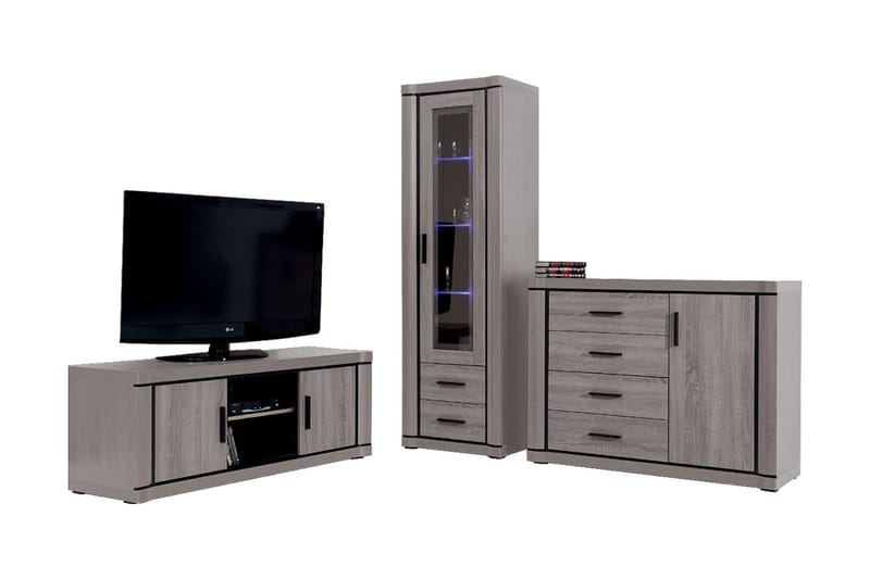 Dallas Vardagsrumsset LED-belysning - Ek - Möbler - Vardagsrum - Möbelset för vardagsrum