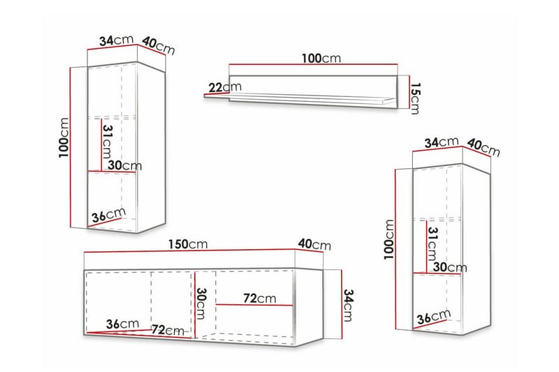 Dunvegan Möbelset För Vardagsrum Black - Möbler - Vardagsrum - Möbelset för vardagsrum