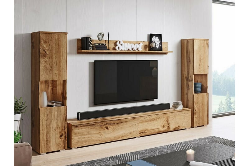 Galbally Möbelset För Vardagsrum Brown - Möbler - Vardagsrum - Möbelset för vardagsrum