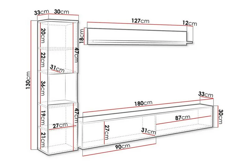 Galbally Möbelset För Vardagsrum Brown - Möbler - Vardagsrum - Möbelset för vardagsrum