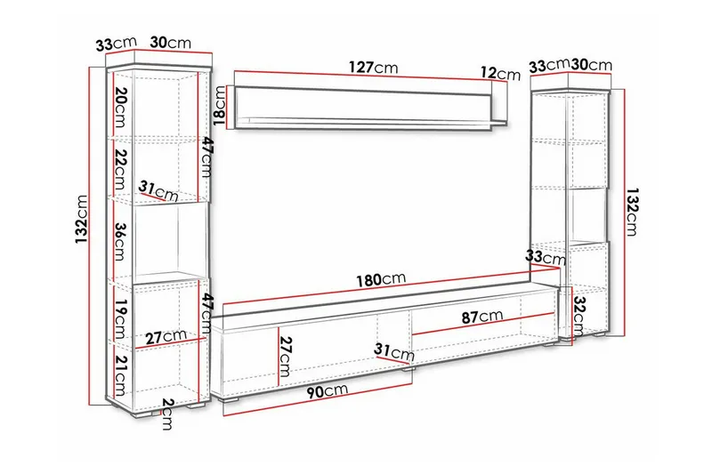 Galbally Möbelset För Vardagsrum Brown - Möbler - Vardagsrum - Möbelset för vardagsrum