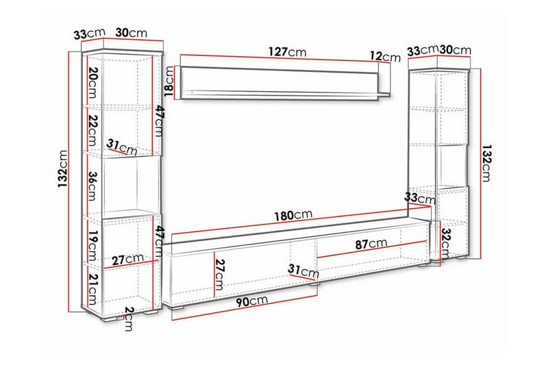 Galbally Möbelset För Vardagsrum White - Möbler - Vardagsrum - Möbelset för vardagsrum