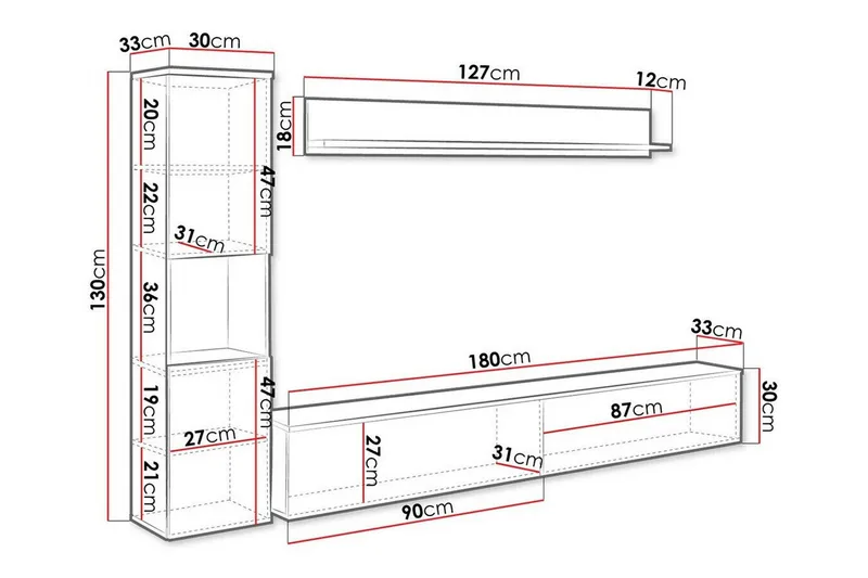 Galbally Möbelset För Vardagsrum White - Möbler - Vardagsrum - Möbelset för vardagsrum