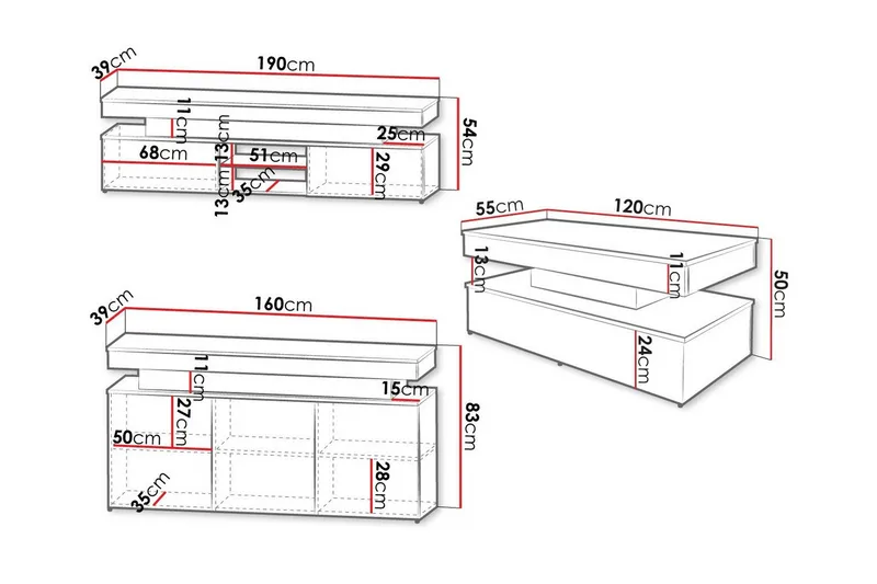 Glenndale Möbelset För Vardagsrum - Vit - Möbler - Vardagsrum - Möbelset för vardagsrum