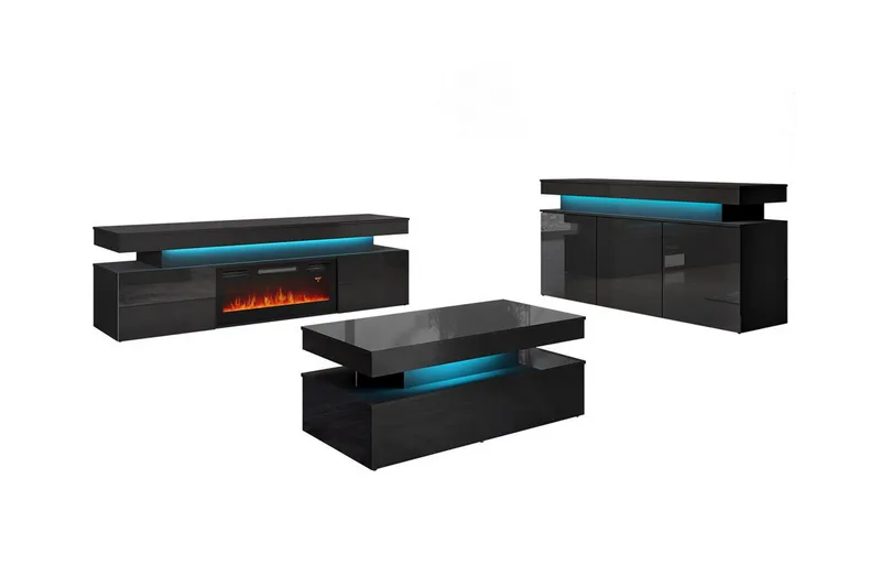 Glenndale Möbelset Vardagsrum med Belysning - Svart - Möbler - Vardagsrum - Möbelset för vardagsrum