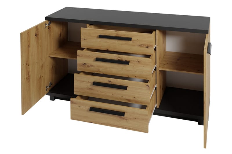 Ines Vardagsrumsset LED-belysning - Ek/Svart - Möbler - Vardagsrum - Möbelset för vardagsrum