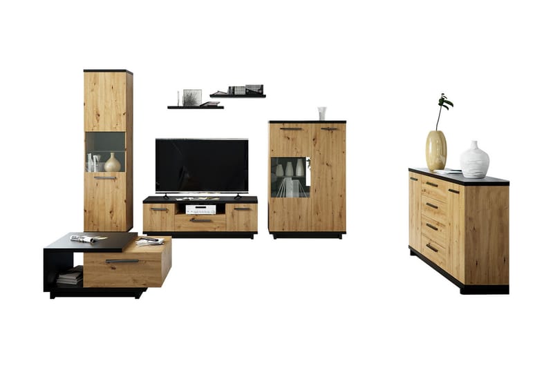 Ingram Vardagsrumsset - Ek/Svart - Möbler - Vardagsrum - Möbelset för vardagsrum