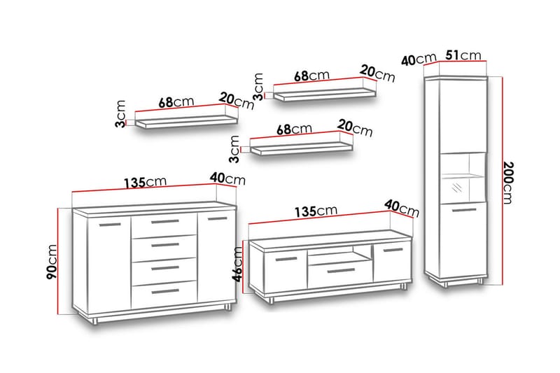 Ingram Vardagsrumsset - Ek/Svart - Möbler - Vardagsrum - Möbelset för vardagsrum