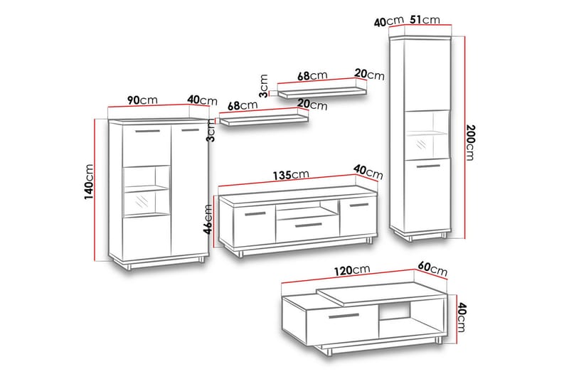Ingram Vardagsrumsset - Ek/Svart - Möbler - Vardagsrum - Möbelset för vardagsrum