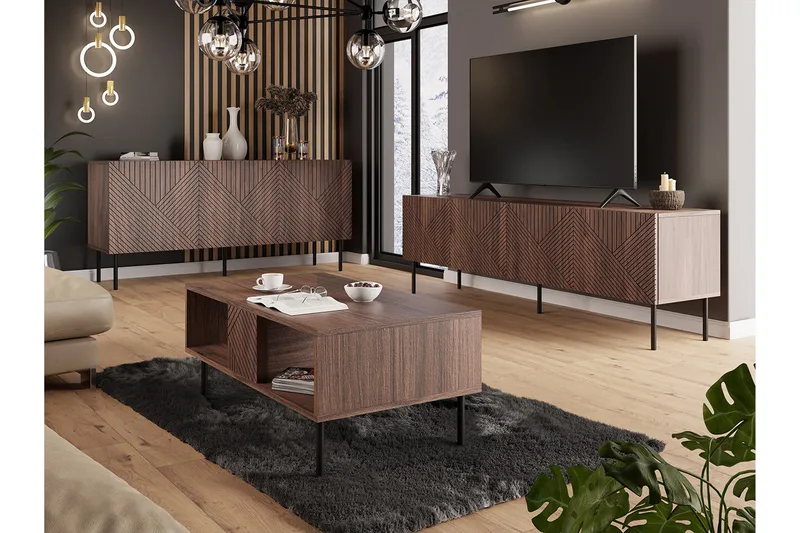 Juniskär Möbelset Vardagsrum med Tv bänk - Skänk & Soffbord - Brun / Trä / Valnöt - Möbler - Vardagsrum - Möbelset för vardagsrum