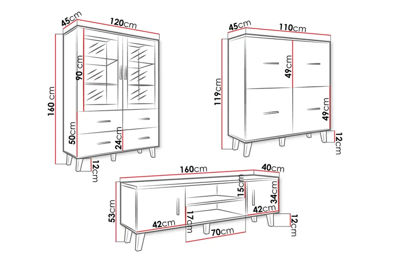 Kardos Vardagsrumsset - Natur/Svart - Möbler - Vardagsrum - Möbelset för vardagsrum