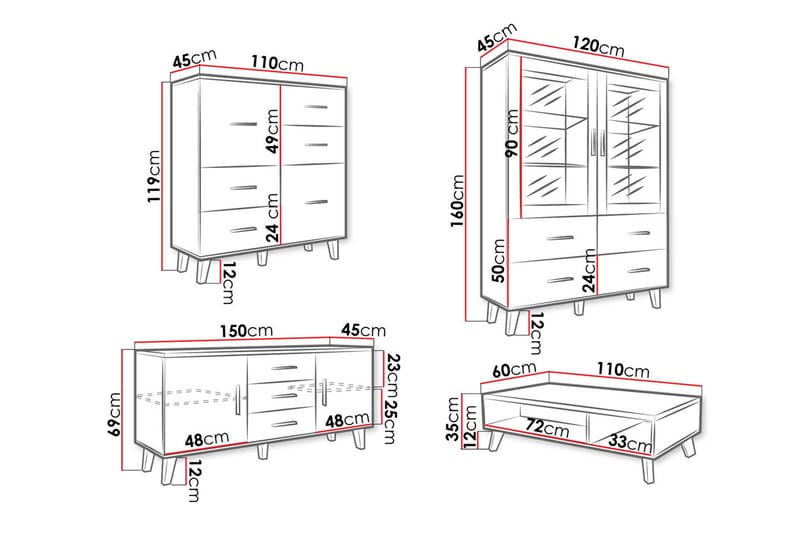 Kardos Vardagsrumsset - Natur/Svart - Möbler - Vardagsrum - Möbelset för vardagsrum