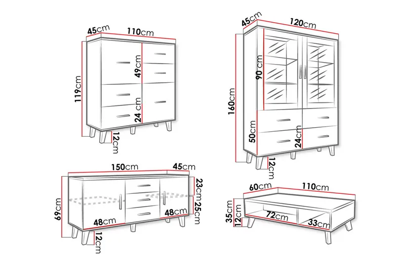 Kardos Vardagsrumsset - Natur/Svart - Möbler - Vardagsrum - Möbelset för vardagsrum