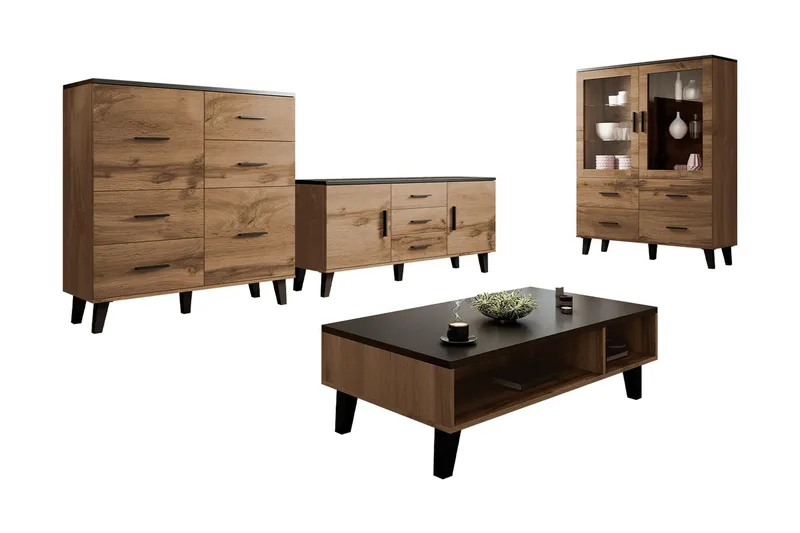 Kardos Vardagsrumsset - Natur/Svart - Möbler - Vardagsrum - Möbelset för vardagsrum