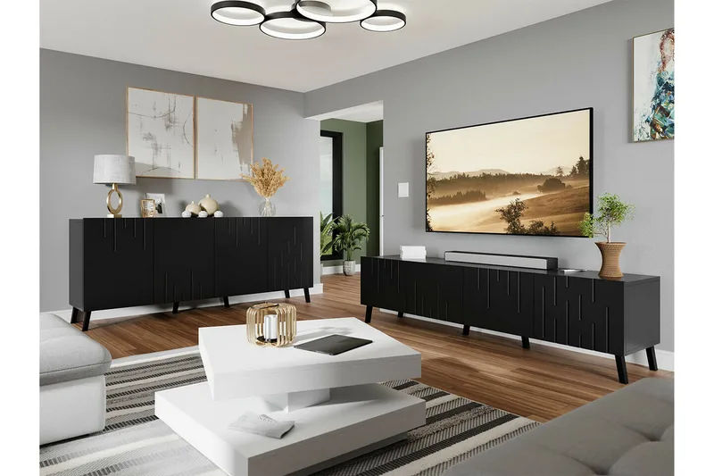 Kintore Möbelset För Vardagsrum Black - Möbler - Vardagsrum - Möbelset för vardagsrum