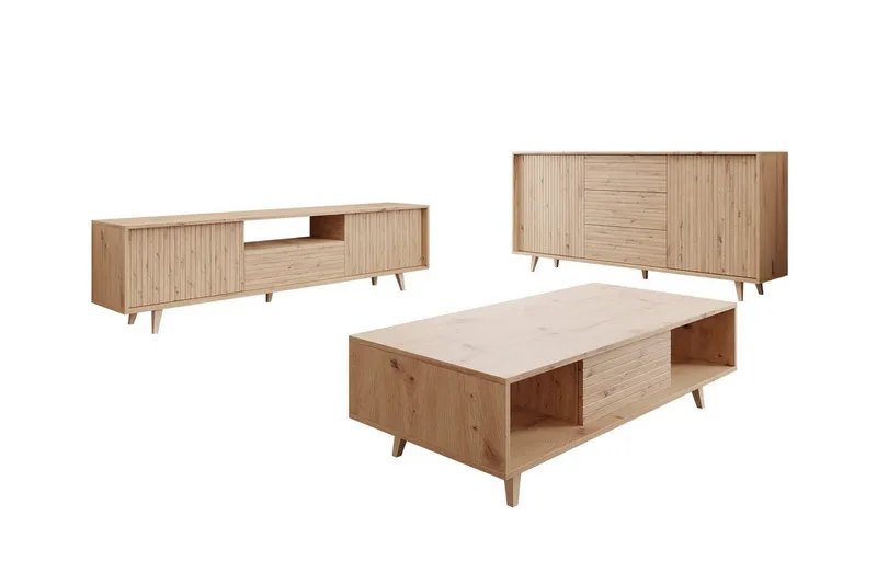 Kintore Möbelset För Vardagsrum - Brun - Möbler - Vardagsrum - Möbelset för vardagsrum