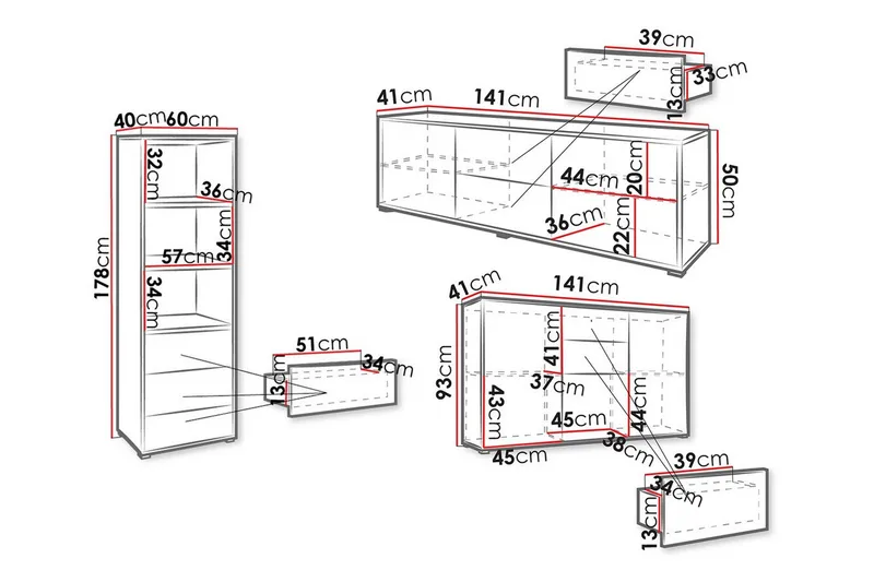 Kintore Möbelset För Vardagsrum White - Möbler - Vardagsrum - Möbelset för vardagsrum