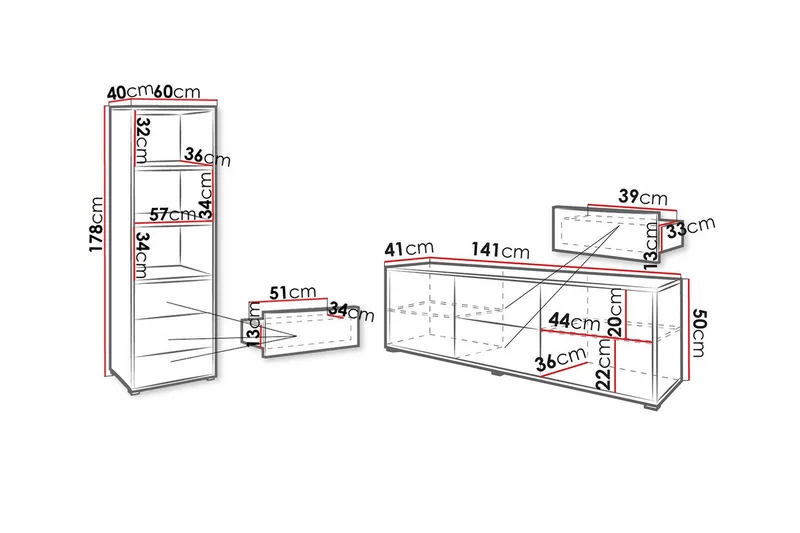 Kintore Möbelset För Vardagsrum White - Möbler - Vardagsrum - Möbelset för vardagsrum