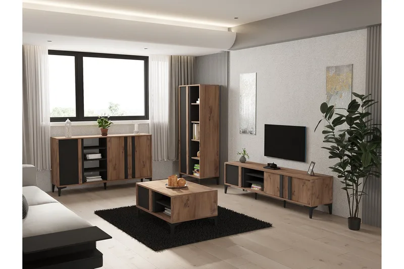 Lacin Möbelset För Vardagsrum - Antracit - Möbler - Vardagsrum - Möbelset för vardagsrum