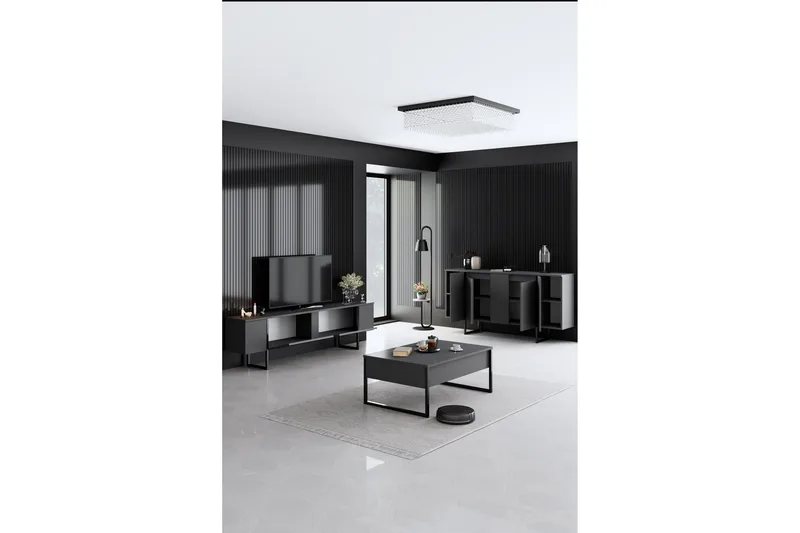 Luxe Möbelset För Vardagsrum - Antracit - Möbler - Vardagsrum - Möbelset för vardagsrum