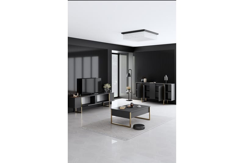 Luxe Möbelset För Vardagsrum - Antracit - Möbler - Vardagsrum - Möbelset för vardagsrum