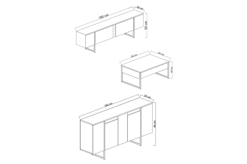 Luxe Möbelset För Vardagsrum - Antracit - Möbler - Vardagsrum - Möbelset för vardagsrum