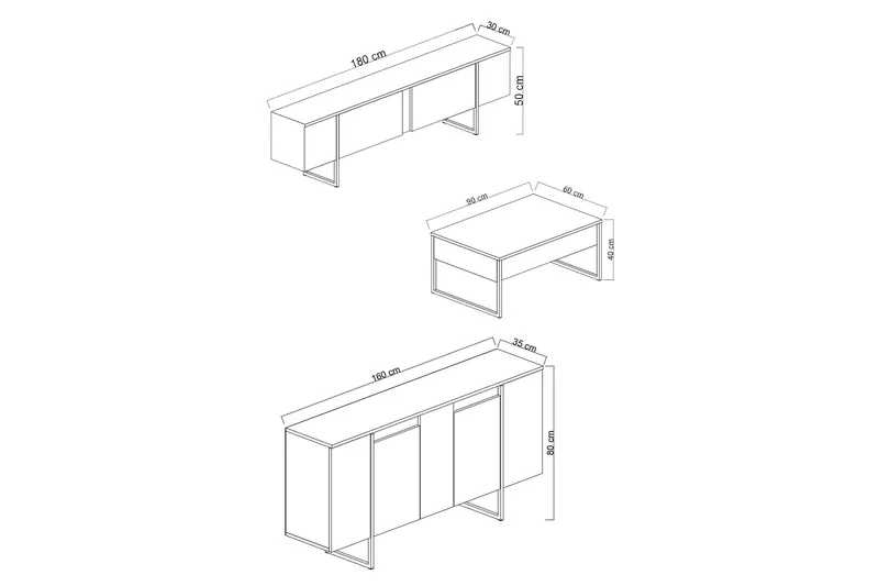 Luxe Möbelset För Vardagsrum - Vit - Möbler - Vardagsrum - Möbelset för vardagsrum