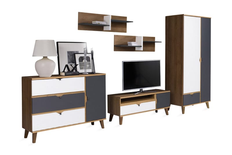 Memone Vardagsrumsset - Beige/Grå/Vit - Möbler - Vardagsrum - Möbelset för vardagsrum