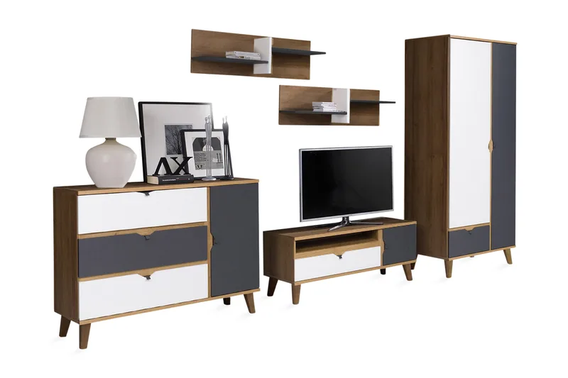 Memone Vardagsrumsset - Beige/Grå/Vit - Möbler - Vardagsrum - Möbelset för vardagsrum