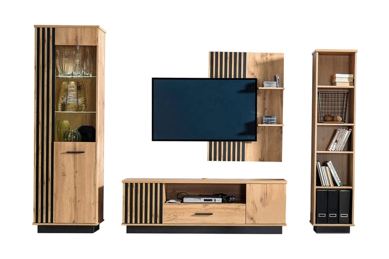 Möbelset för vardagsrum - Svart|Ek - Möbler - Vardagsrum - Möbelset för vardagsrum