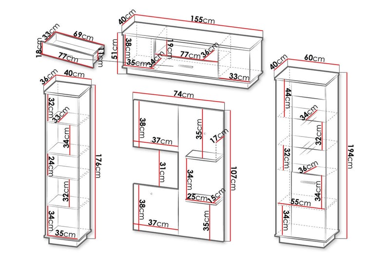 Möbelset för vardagsrum - Svart|Ek - Möbler - Vardagsrum - Möbelset för vardagsrum