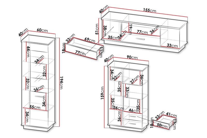 Möbelset för vardagsrum - Svart|Ek - Möbler - Vardagsrum - Möbelset för vardagsrum