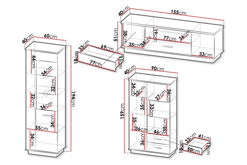 Möbelset för vardagsrum - Svart|Ek - Möbler - Vardagsrum - Möbelset för vardagsrum