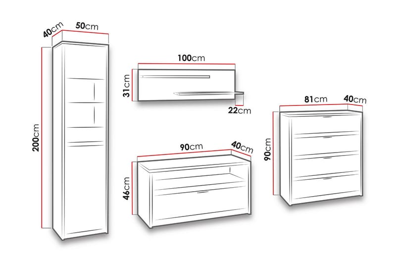 Najera Vardagsrumsset - Brun - Möbler - Vardagsrum - Möbelset för vardagsrum