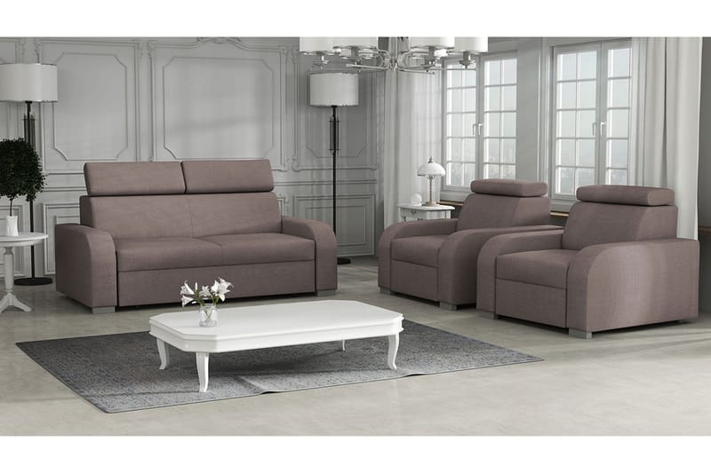 Oslo Vardagsrumsset LED-belysning - Brun - Möbler - Vardagsrum - Möbelset för vardagsrum