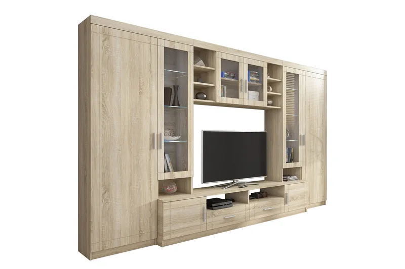 Paris Vardagsrumsset 340x44x197,5 cm - Ek/Vit Led-Belysning - Möbler - Vardagsrum - Möbelset för vardagsrum