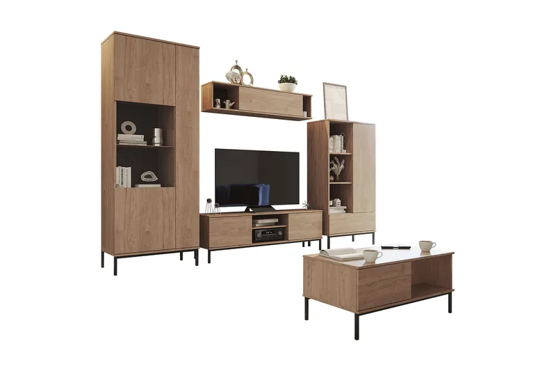 Querty Vardagsrumsset 5 Delar - Natur - Möbler - Vardagsrum - Möbelset för vardagsrum